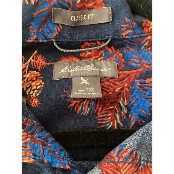 Eddie Bauer Men's Classic Fit Short Sleeve Button Front Botanical Shirt Size Tal - Picture 3 of 6